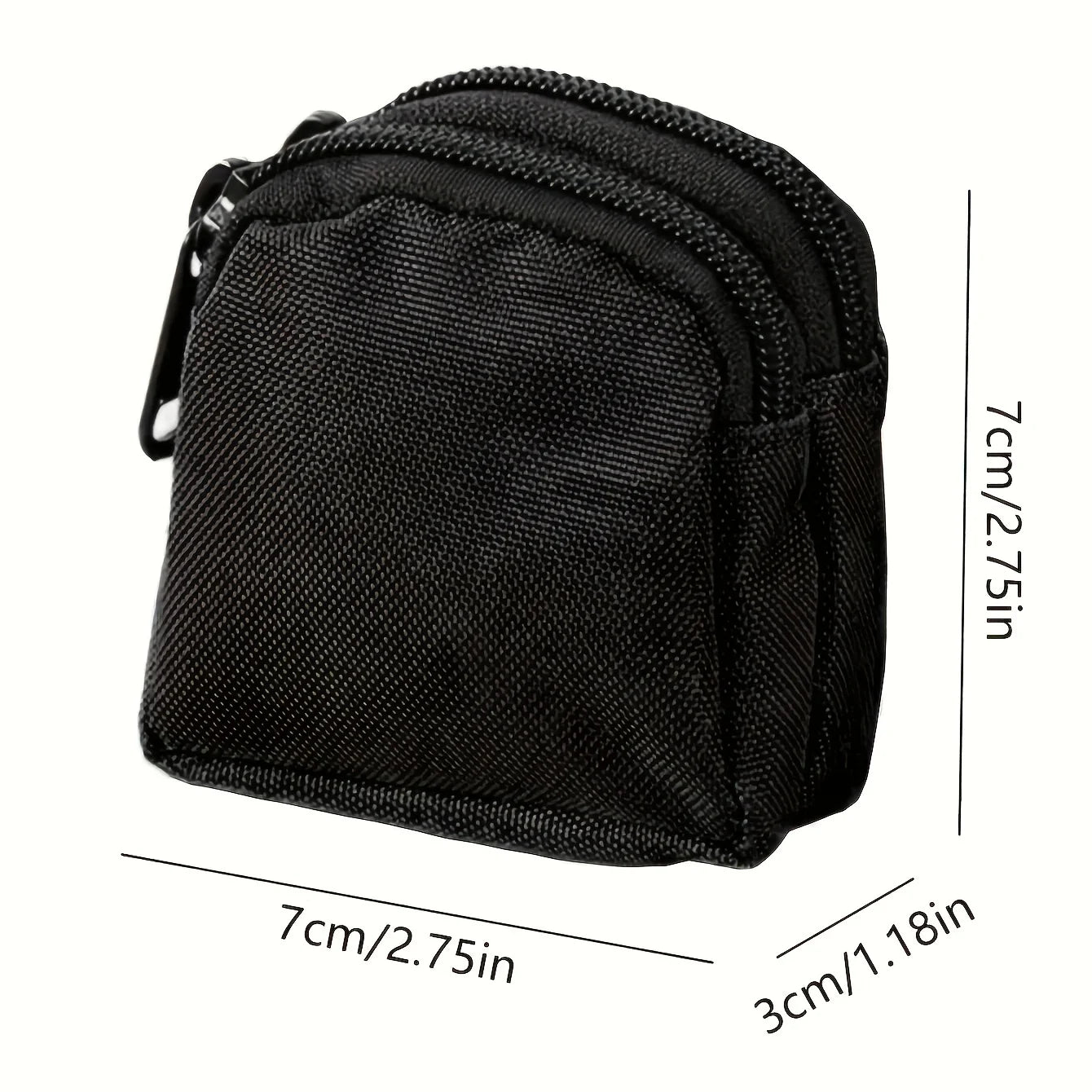 Nylon Double Zipper Pocket Coin Purse Men Tactical Molle Pouch Lightweight Outdoor additional angle