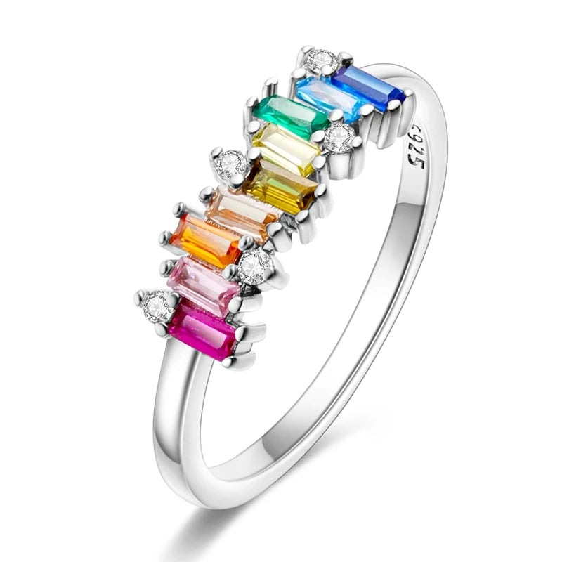 LAZA 925 Sterling Silver Colorful Rings Sparking Zirconium Bowknot Moon Sun Original lifestyle view