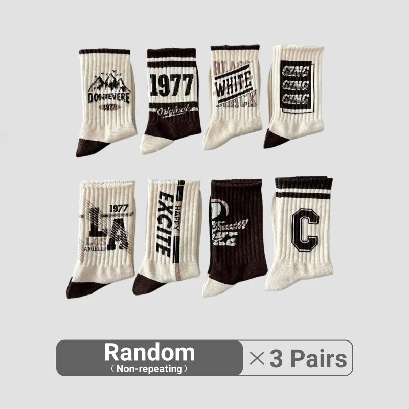 1/3/5/8 Pairs Retro American Men's Mid-rise Socks Women Ins-style Casual Sports Baske alternate view
