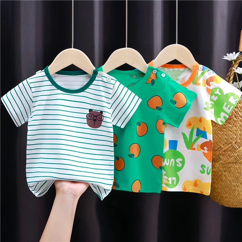 Kids Cartoon Cotton T-Shirt – Soft Summer Tee for Babies and Toddlers, Unisex Casual Top