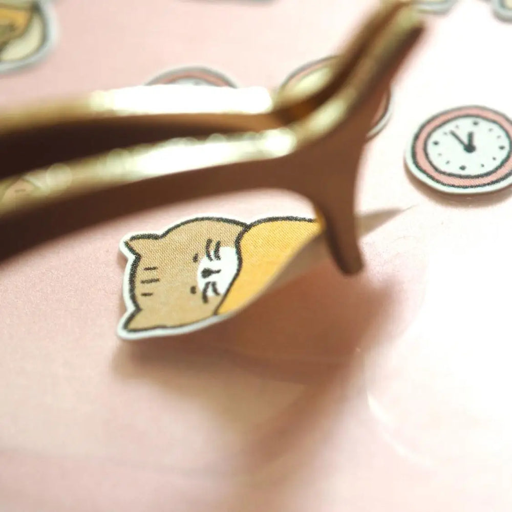 Korean Import Suatelier Cat Daily Life Cartoon Sticker Set | Paper Stickers for Scrapb close-up view