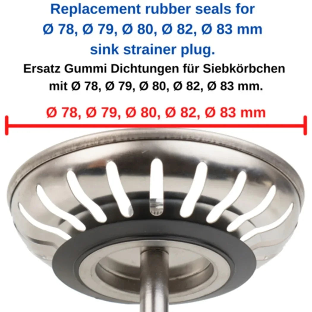 5pcs Rubber Seal Washer Gasket Basket Strainer Plug For 78 79 80 82 83mm Kitchen Si additional angle