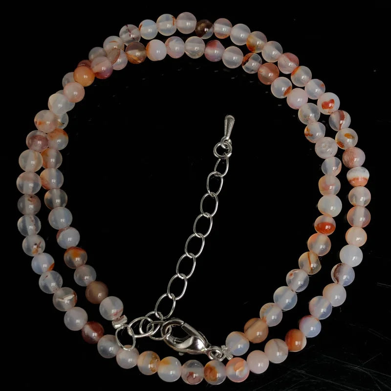 Natural Stone Bead Adjustable Necklace | Agate Opal Tigers Eye Quartz Crystal Jewel additional angle