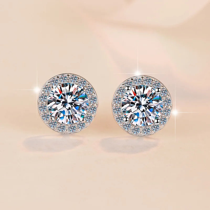 New 925 Sterling Silver 2ct Moissanite Earrings for Women Exquisite Student Girlfriend Wedding Engag