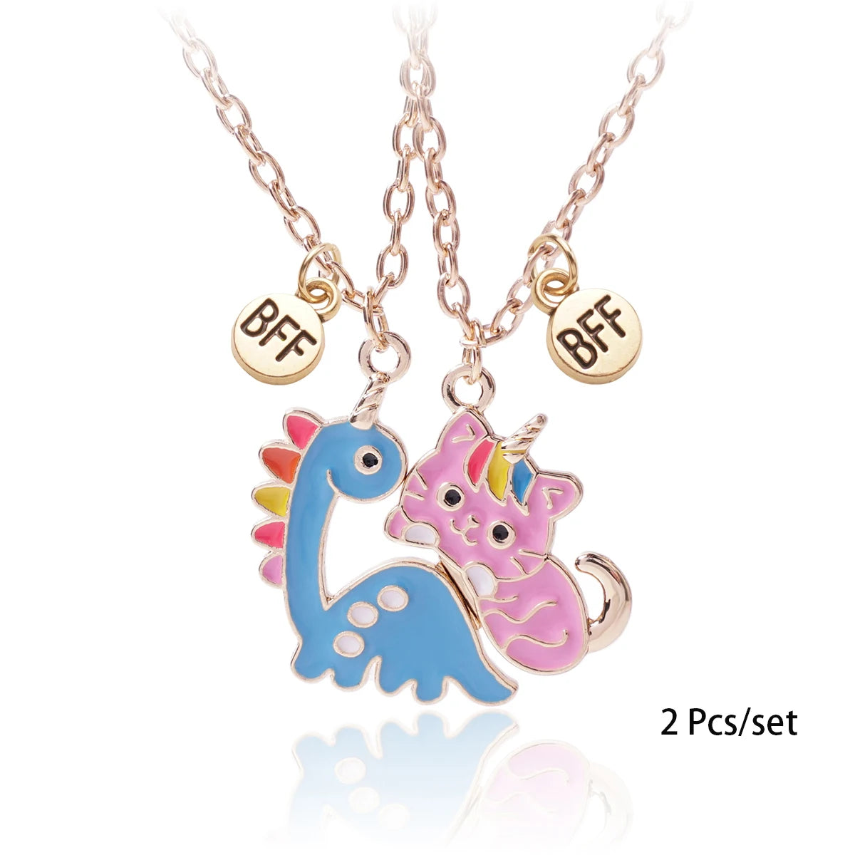 3 Pcs/set Best Friends Pendant Necklace For Woman Magnetic Adjustable Rainbow Daisy Lo close-up view