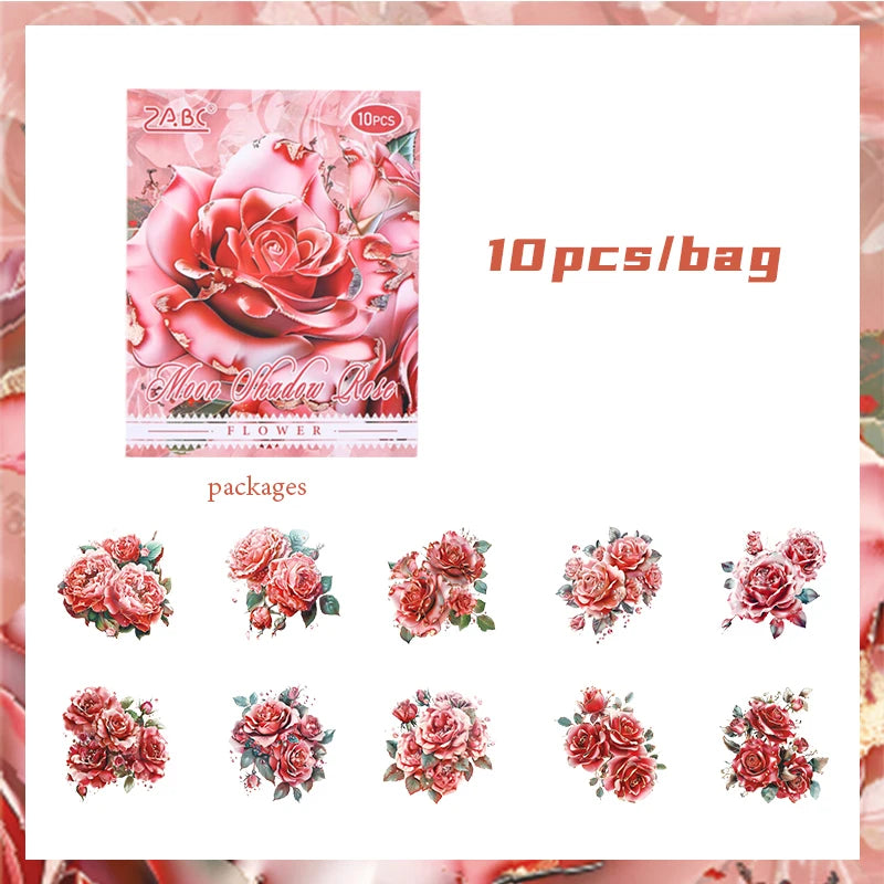 Mr. Paper, 6 Styles, 10pcs/pack, Dreamy Simulation Flower Stickers,Scrapbook Collage, Ph detail view