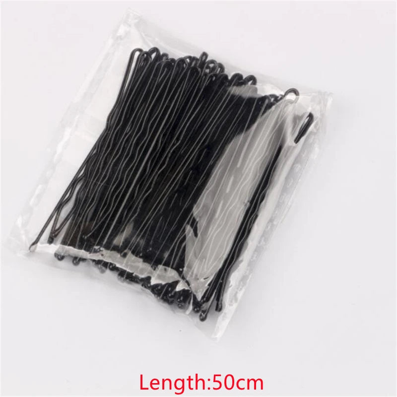 50 Pcs/Bag 5 6 7cm U Shaped Alloy Hairpins Waved Hair Clips Simple Metal Bobby Pins B alternate view