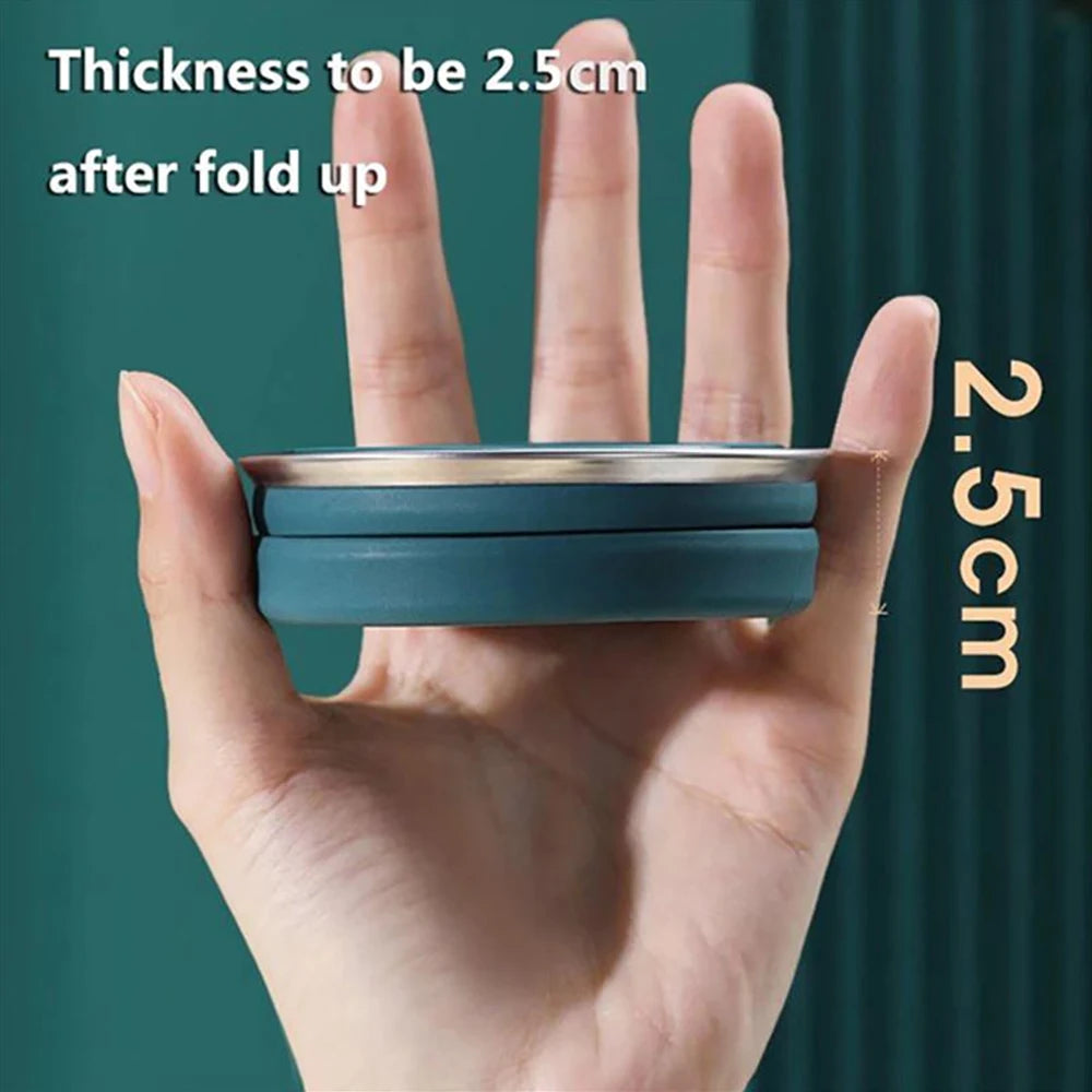 Portable Foldable Silicone Cup | Travel Mug with Lid and Lanyard additional angle