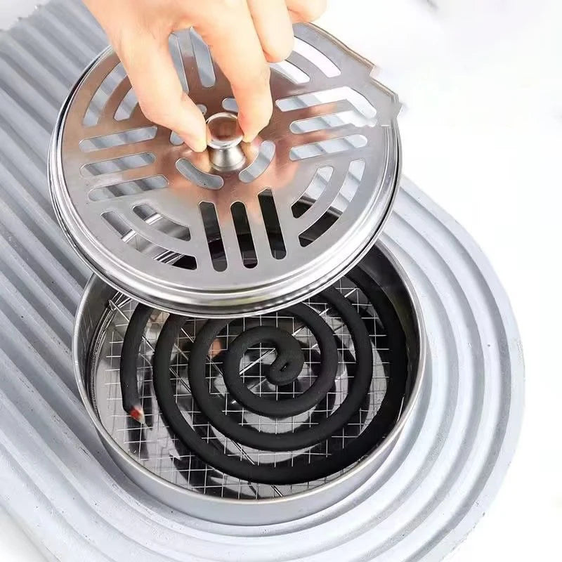 Mosquito Coil Tray Portable Holder Hotel Insect Repellent Rack With Cover Summer Anti- close-up view