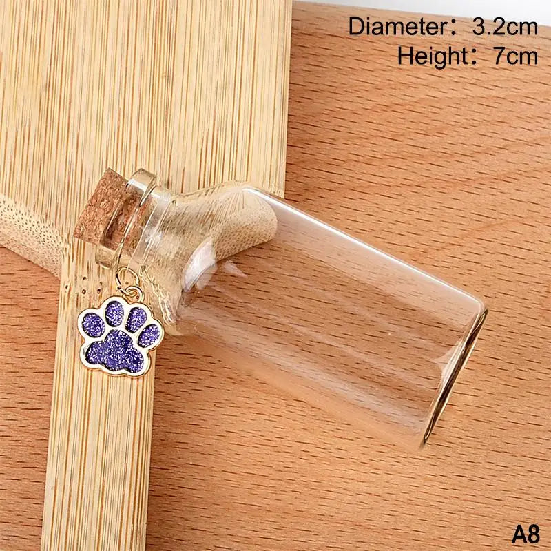 Pet Fur Memorial Glass Bottle Cat Whiskers Storage Bottle With Cork Stopper For Storing detail view