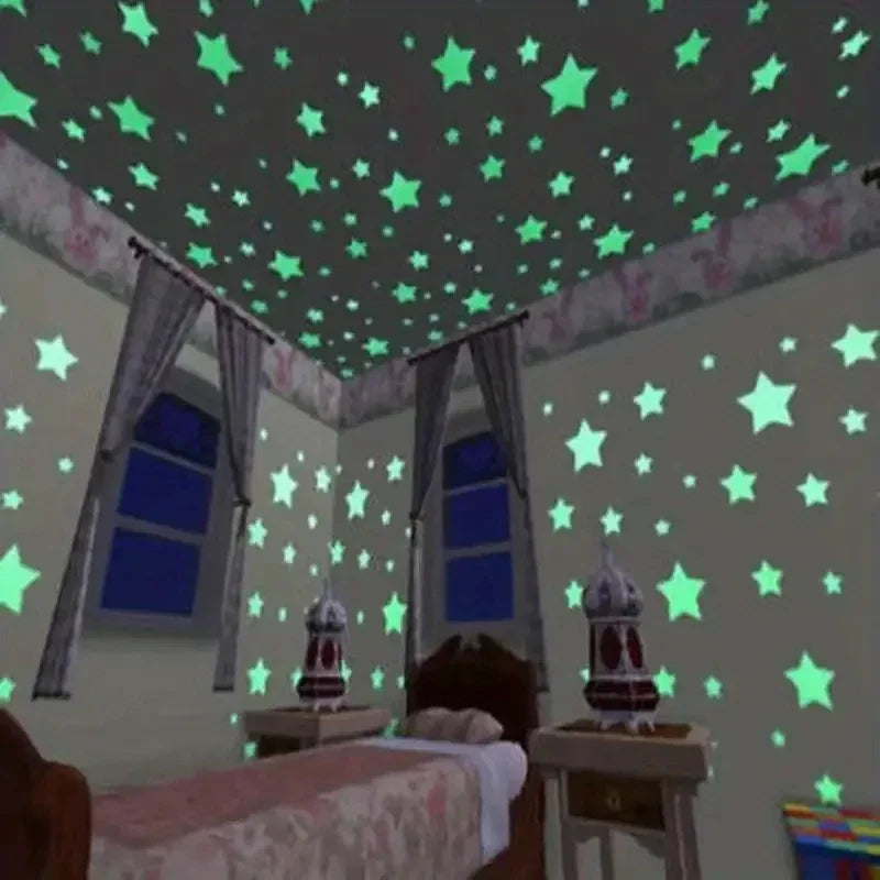 Glow in the Dark Star Stickers | Bedroom Wall Decoration close-up view