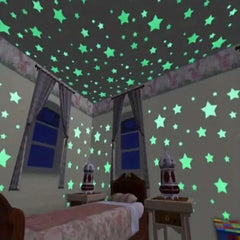 Glow in the Dark Star Stickers | Bedroom Wall Decoration close-up view