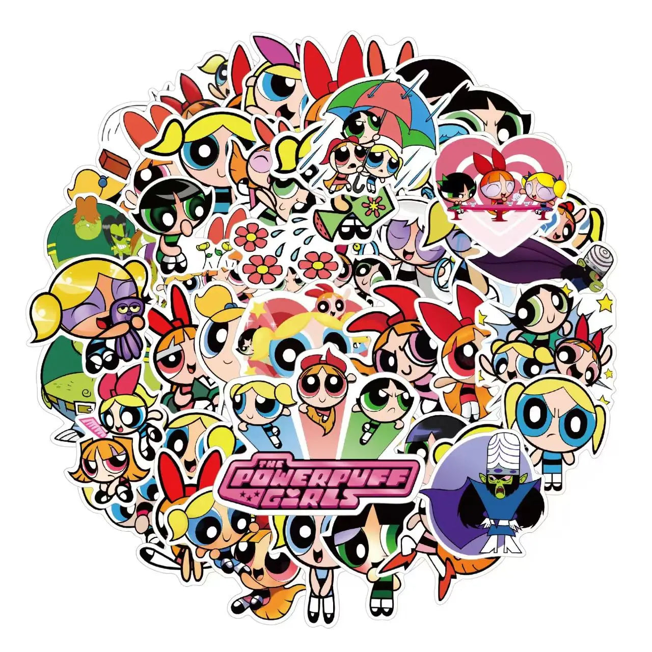 50 PCS Powerpuff Girls Graffiti Waterproof Sticker Set | Luggage, Laptop, Helmet Deco lifestyle view