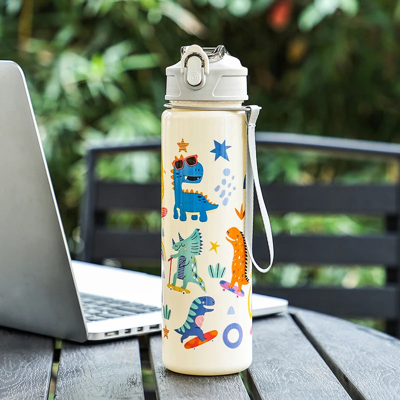 Little Dinosaur Cartoon-Themed Straw Cup, Large Capacity 800ml, Cute Portable Sports lifestyle view