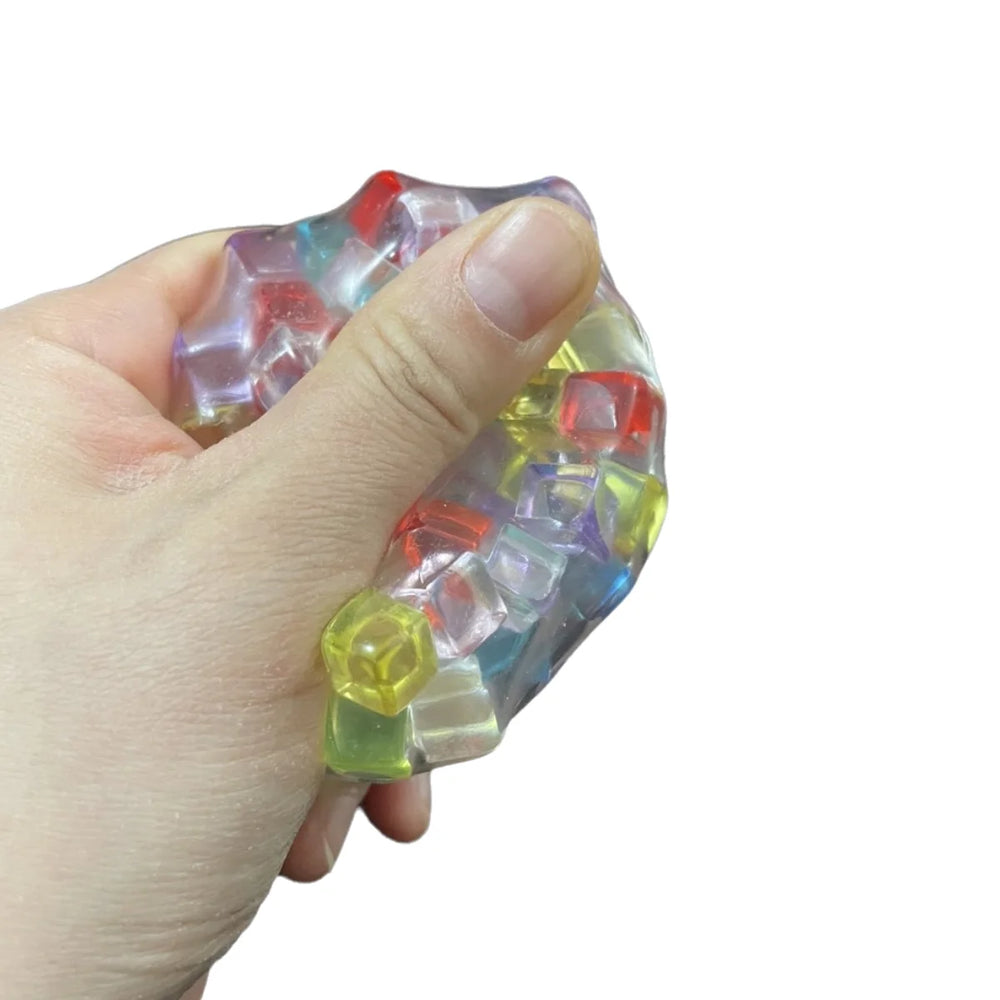 Rainbow Cube Stress Ball TPR Bead Pressure Reducing Decompression Pinch Ball for Chil alternate view
