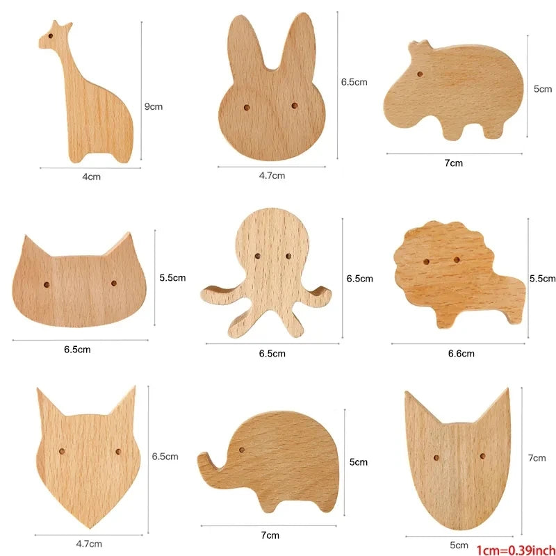 Wooden Animal Hook | Cute Wall Mounted Coat and Key Holder additional angle