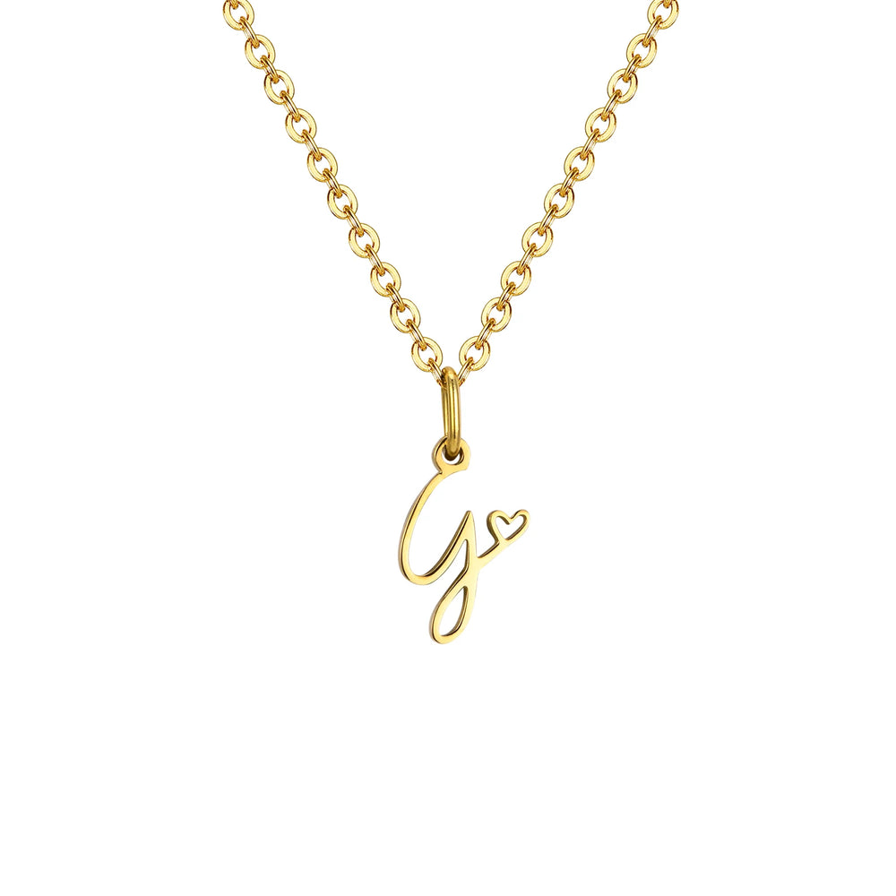 Dainty Heart Initial Necklace for Women, Gold Plated A-Z Letter Pendant, Waterproof additional angle
