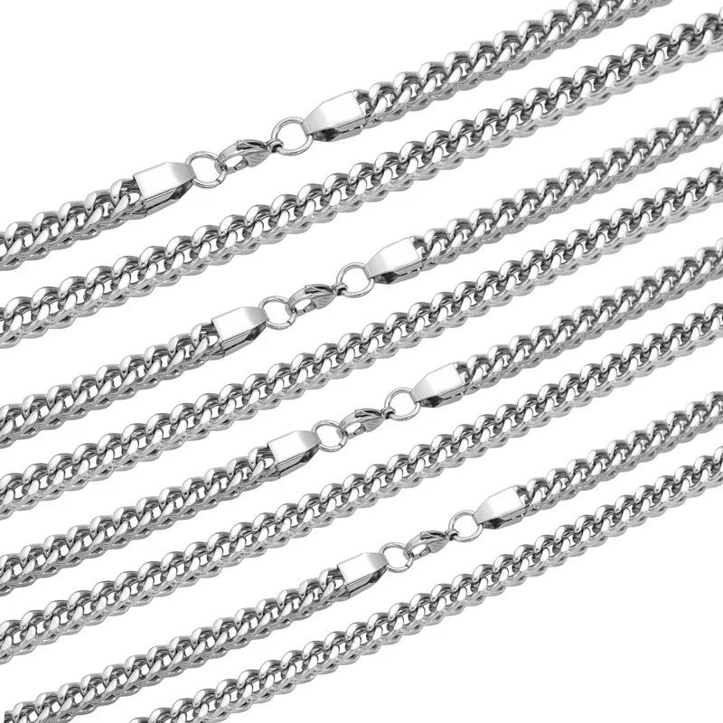 1Pc Size 3mm-5mm Gold/Silver Color 316L Stainless Steel Franco Fox tail Chain Necklac lifestyle view