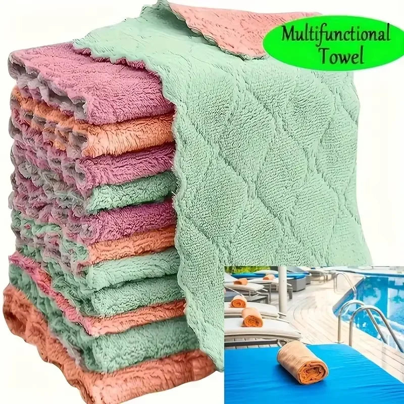 5/10/20pcs Kitchen Towel Ultra-fine Fiber Light Gray Cleaning Cloth Set Absorbent Sof alternate view
