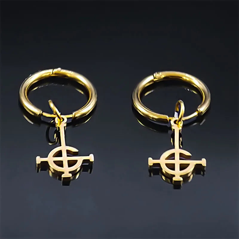 Goth Ghost BC Nameless Dangle Earrings | Stainless Steel Ghoul Band Jewelry alternate view