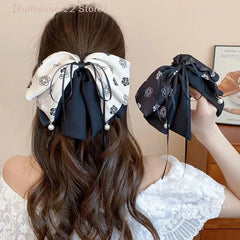 【MAX-22】Vintage Plaid Butterfly Knot Hair Clip Women's Back Of Head Bun Shark Hair Clip Hair Accessories