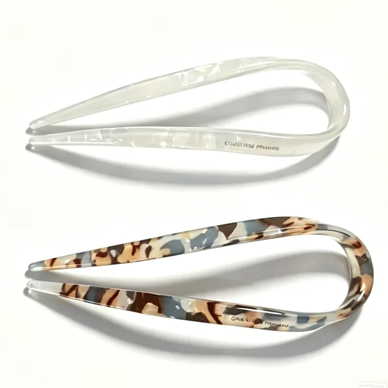 Retro U-shaped Acetate Hairclip for Women Elegant Temperament Ponytail Hairpin Fashion close-up view