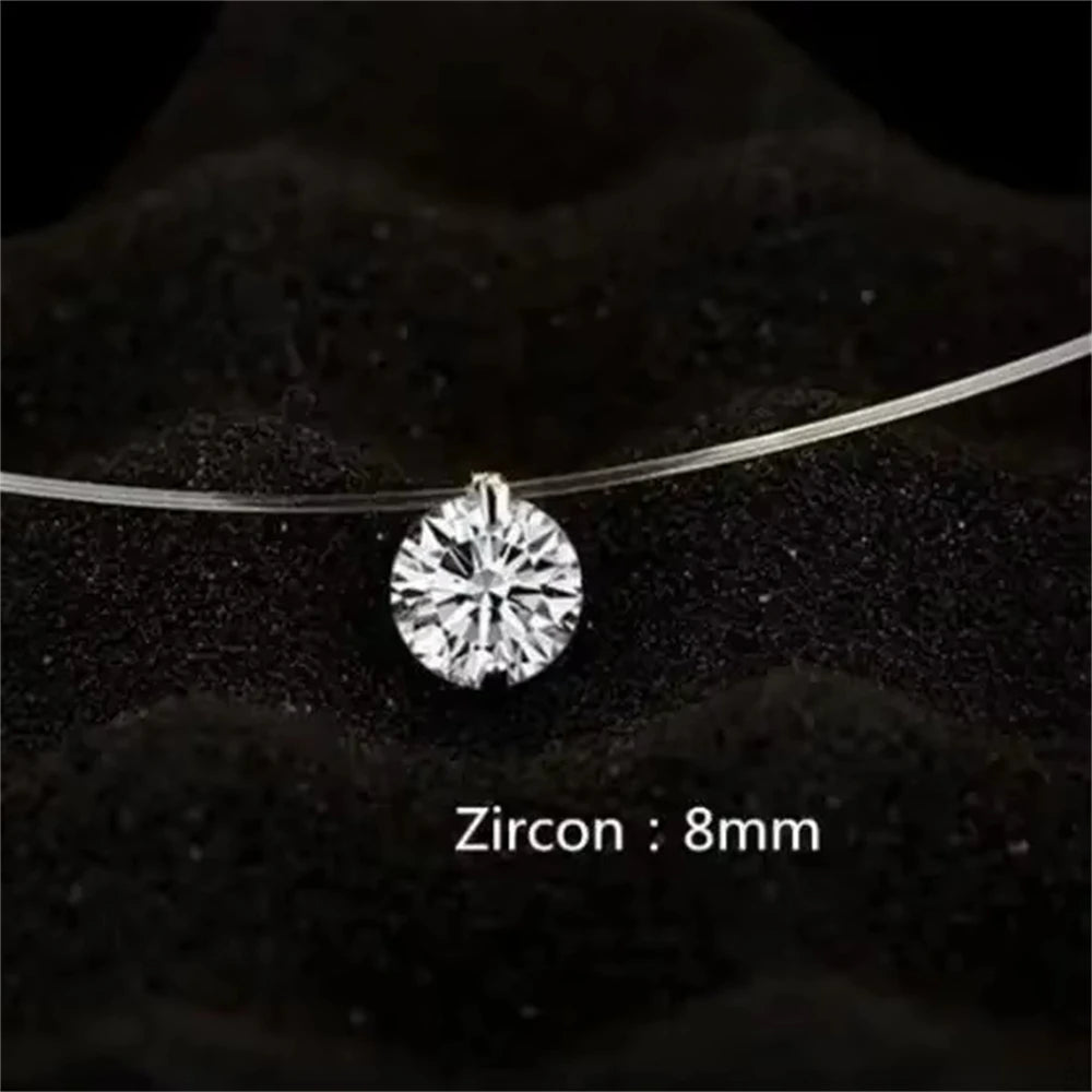 1ct Moissanite Diamond S925 Sterling Silver Invisible Transparent Fishing Line Clavicle detail view