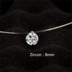 1ct Moissanite Diamond S925 Sterling Silver Invisible Transparent Fishing Line Clavicle detail view