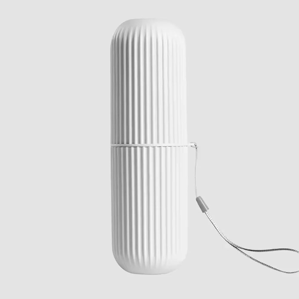 Portable Toothbrush Cup and Toothpaste Holder | Travel Toiletries Storage Case close-up view