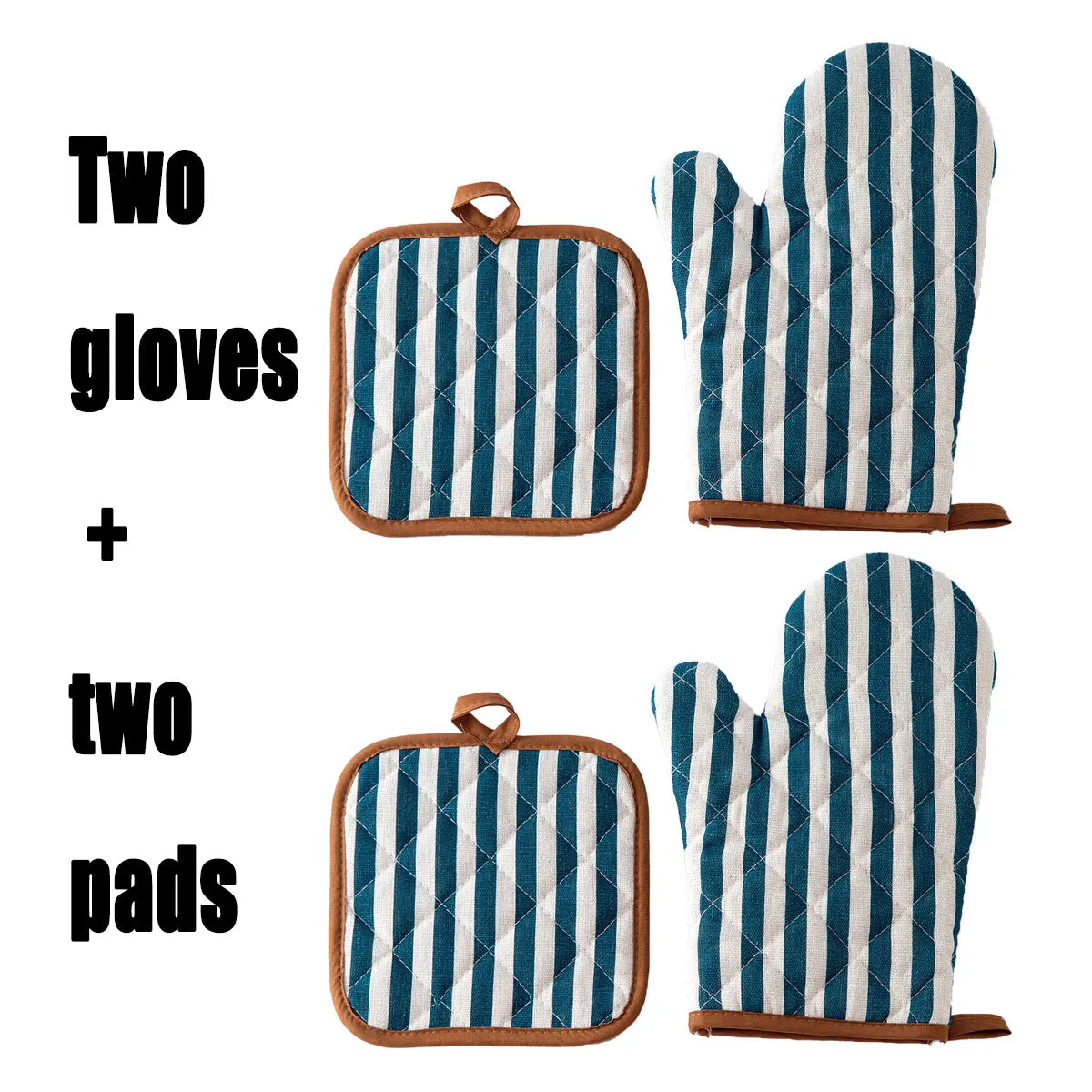 Anti Scald Oven Gloves Set | Cotton Lined Thick Kitchen Gloves with Red Checkered Design detail view