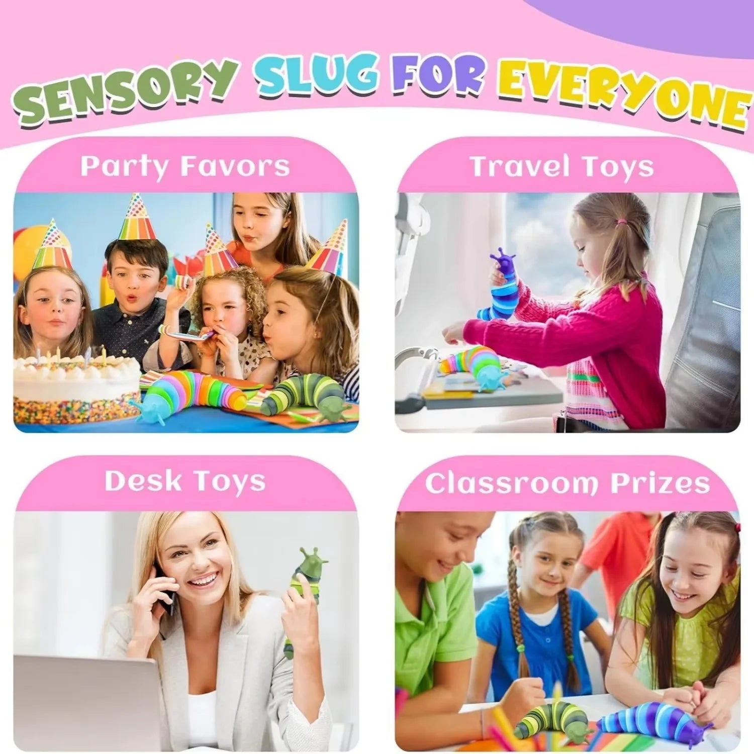 Colorful Simulation Caterpillar Antistress Toy Funny Fidget Decompression Articulat additional angle