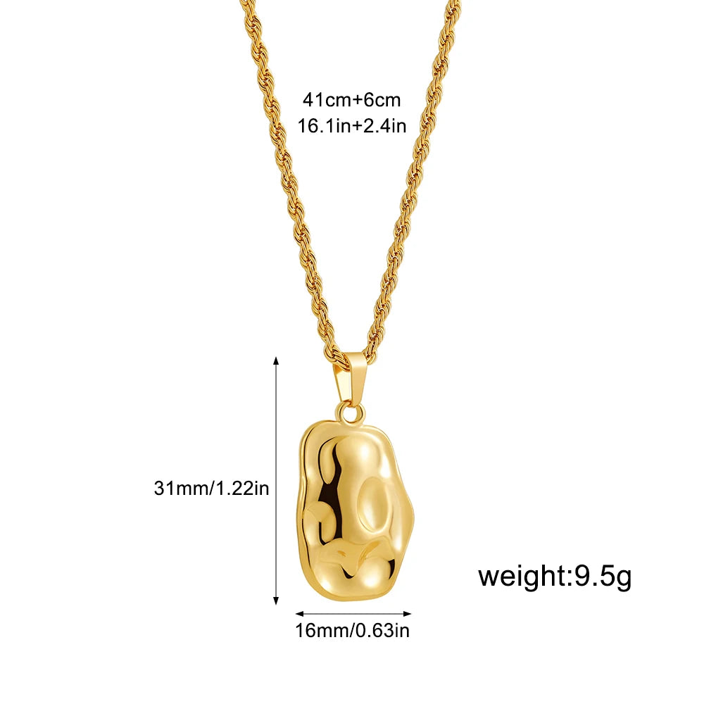 Vintage Gold Pendant Necklace | Hammered Moon Star Stainless Steel Jewelry lifestyle view