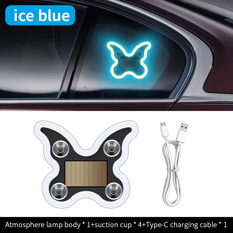 Solar Power Car Window Neon Light | USB Rechargeable Ambient Atmosphere Lamp detail view