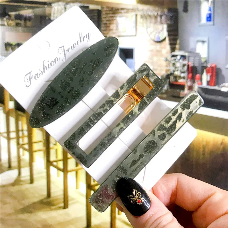 Korean Trendy Colorful Acetate 3pcs/Set Hair Clip Set Hairpin for Women Girls Barrett alternate view