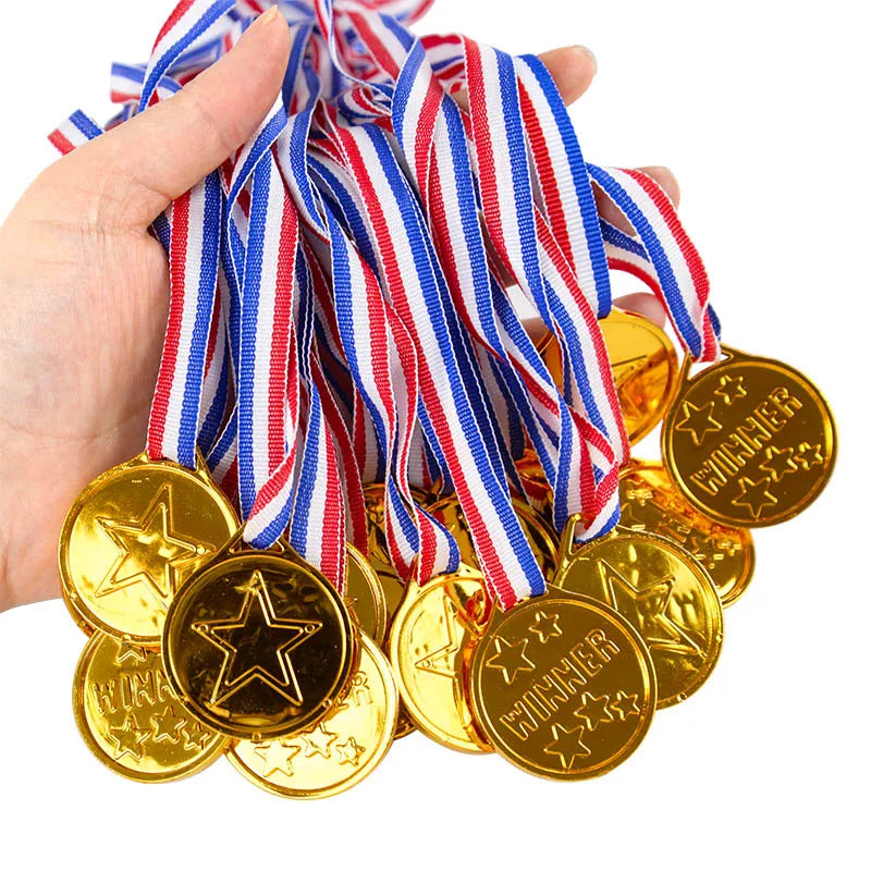 10/20Pcs Plastic Gold Winner Award Medals Kids Birthday Party Favors Sports Game Prize Soccer Footba