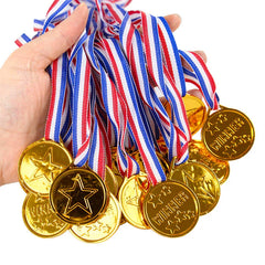 10/20Pcs Plastic Gold Winner Award Medals Kids Birthday Party Favors Sports Game Prize Soccer Footba
