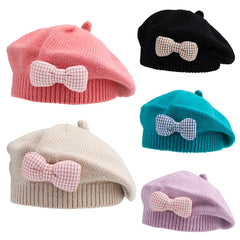 Winter Baby Girl Knitted Beret Hat | Cute Princess Bow Beanie for Toddlers 1-4Y