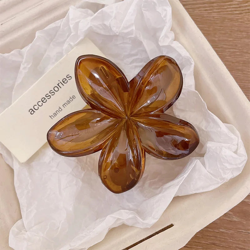 Korean Hawaiian Gradient Flower Hair Claw Clip For Women Girl Fashion Plastic Non S additional angle