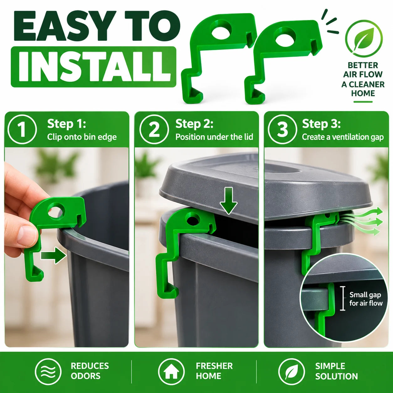 2pcs Trash Bin Ventilation Clip | Anti-Pest, Anti-Odor, Improves Air Circulation, Reduces Unpleasant Smells, Insect Prevention