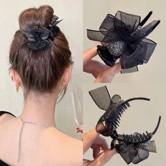 New Korean INS Style Premium Sense Of Ponytail Hair Clips Bow Grab Clip Female High Pill Head Artifacts Clip Headdress Hair Card
