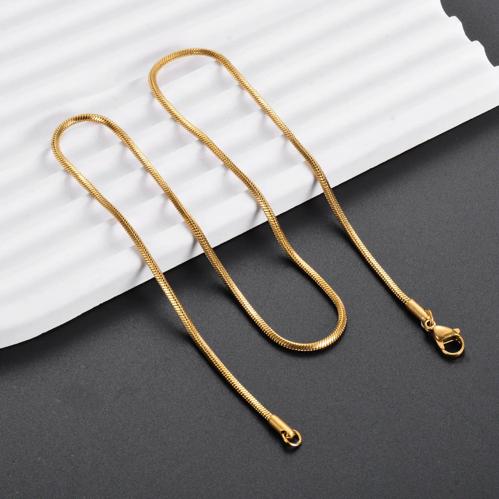 Witd 0.9/1.2/1.5/2mm Stainless Steel Square Snake Chain Necklace Choker DIY Gift For M close-up view