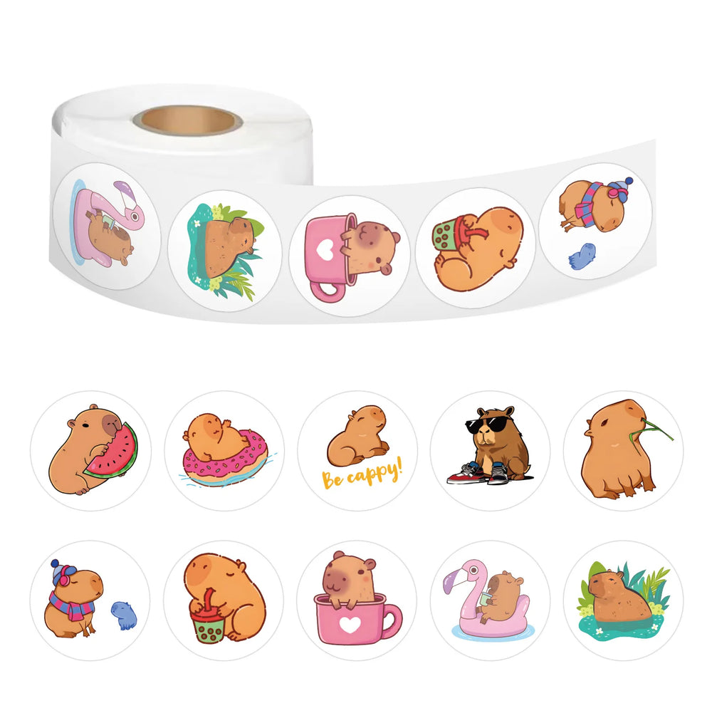 Cute Plump Capybara Cartoon Stickers | 100-500pcs Kawaii Animal Sticker Set for DIY S alternate view