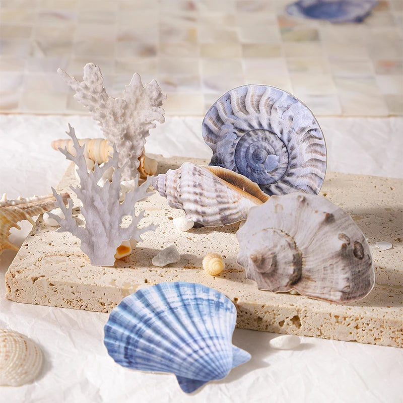 Journal GO 30pcs Vintage Conch Shell Sticker Scrapbooking Marine Life Stationery Stic lifestyle view