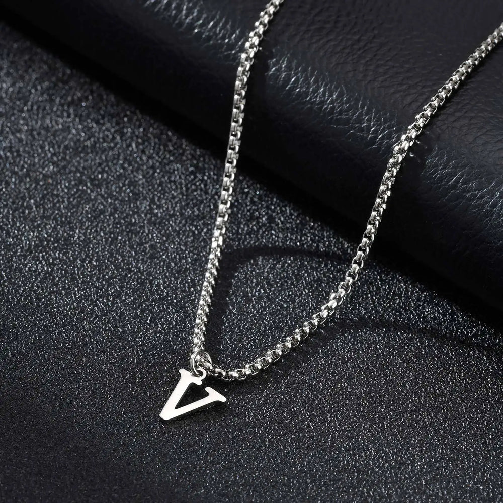 Minimal A-Z Initial Necklace for Men | Stainless Steel Letter Pendant alternate view