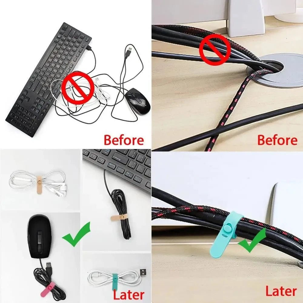 20pcs Cable Organizer Ties Clip Charger Cord Management Silicone Wire Manager Mouse E alternate view