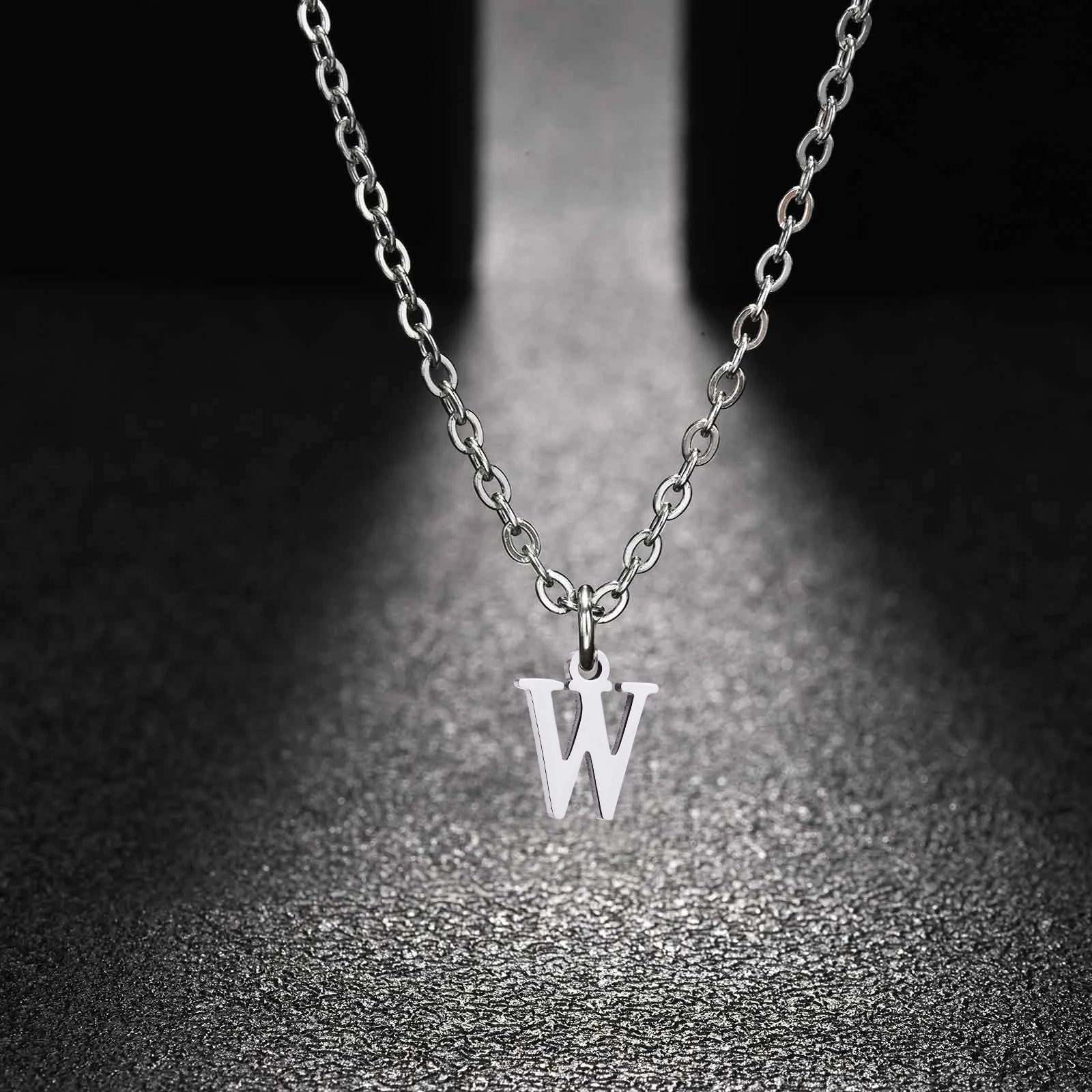 26 Letters A-Z Initial Pendant Necklaces for Women,Alphabet Pendant Rolo Chain Necklace, detail view