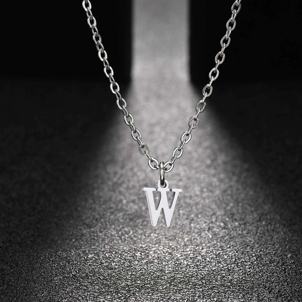 26 Letters A-Z Initial Pendant Necklaces for Women,Alphabet Pendant Rolo Chain Necklace, detail view