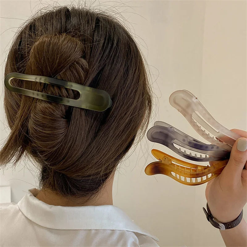 New Acrylic Matte Duckbill Hair Claws Barrettes Bow Solid Color Hair Clips Hair Accessories For Wome