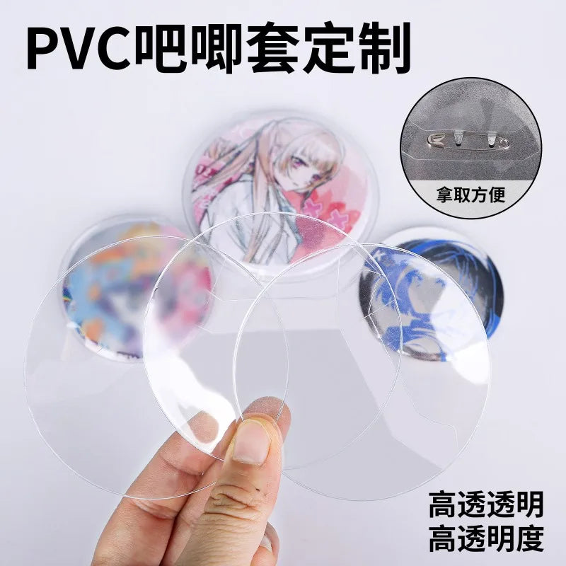 10pcs/set Anime Badge Protector Case 58mm/75mm PVC Round Shield Dustproof Display Cov lifestyle view