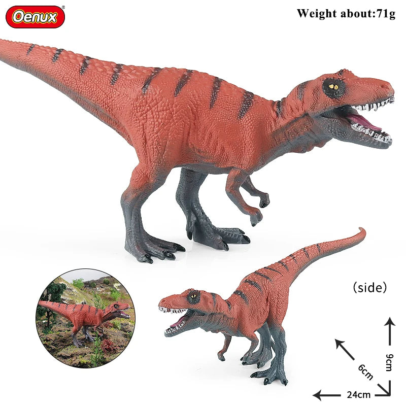Oenux Jurassic Dinosaurs Action Figures Set | 5 Realistic PVC Models Collection Toy close-up view